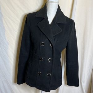 South Pole Black Pea Coat, New, Medium